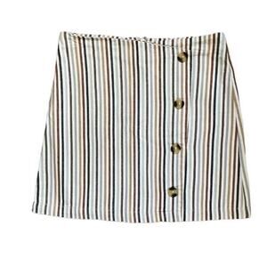 Altar'd State Cream Colored Vertical Striped Skirt Medium